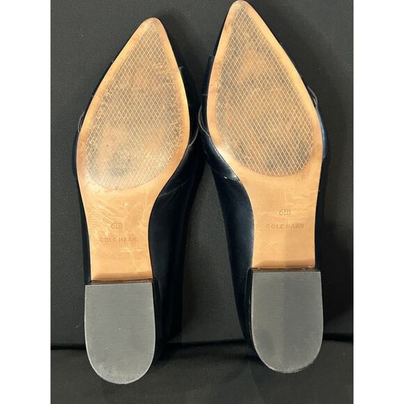 Cole Haan Camila Skimmer Leather Pointed Toe Weave Flat Shoes size 6 in Black - Picture 7 of 7